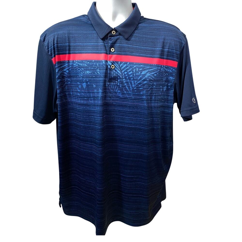 PRO TOUR AIRPLAY GOLF POLO — Palm Graphics & Red Stripes Men's XL